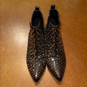 Steven By Steve Madden Black and Gold Studded Ankle Boots